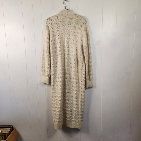 Mango Open Front Weave Beige Maxi Duster Sweater Long Knit Soft Womens Small - Picture 9 of 13
